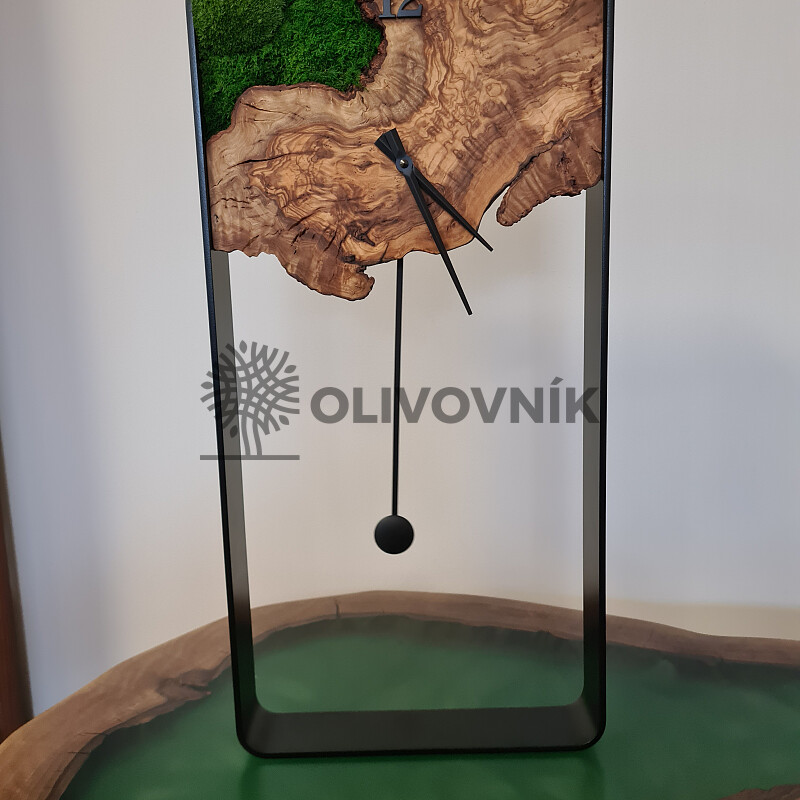 Hodiny kyvadlové + olivové drevo + mach