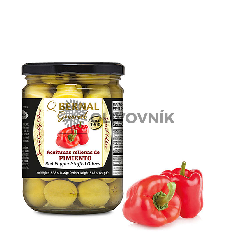 Bernal Gourmet olivy - plnené paprikou (250g)