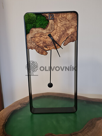 Hodiny kyvadlové + olivové drevo + mach
