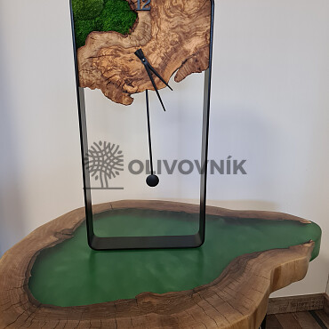 Hodiny kyvadlové + olivové drevo + mach